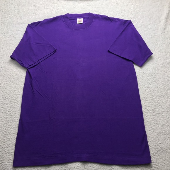 VTG 90s Fruit of the Loom T-shirt Mens M / L Purple USA Made Single Stitch Blank - Picture 2 of 13